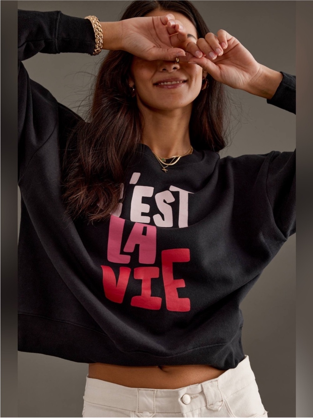 Maeve x Jordan Sondler C’est La Vie Graphic Sweatshirt Black Size Small
